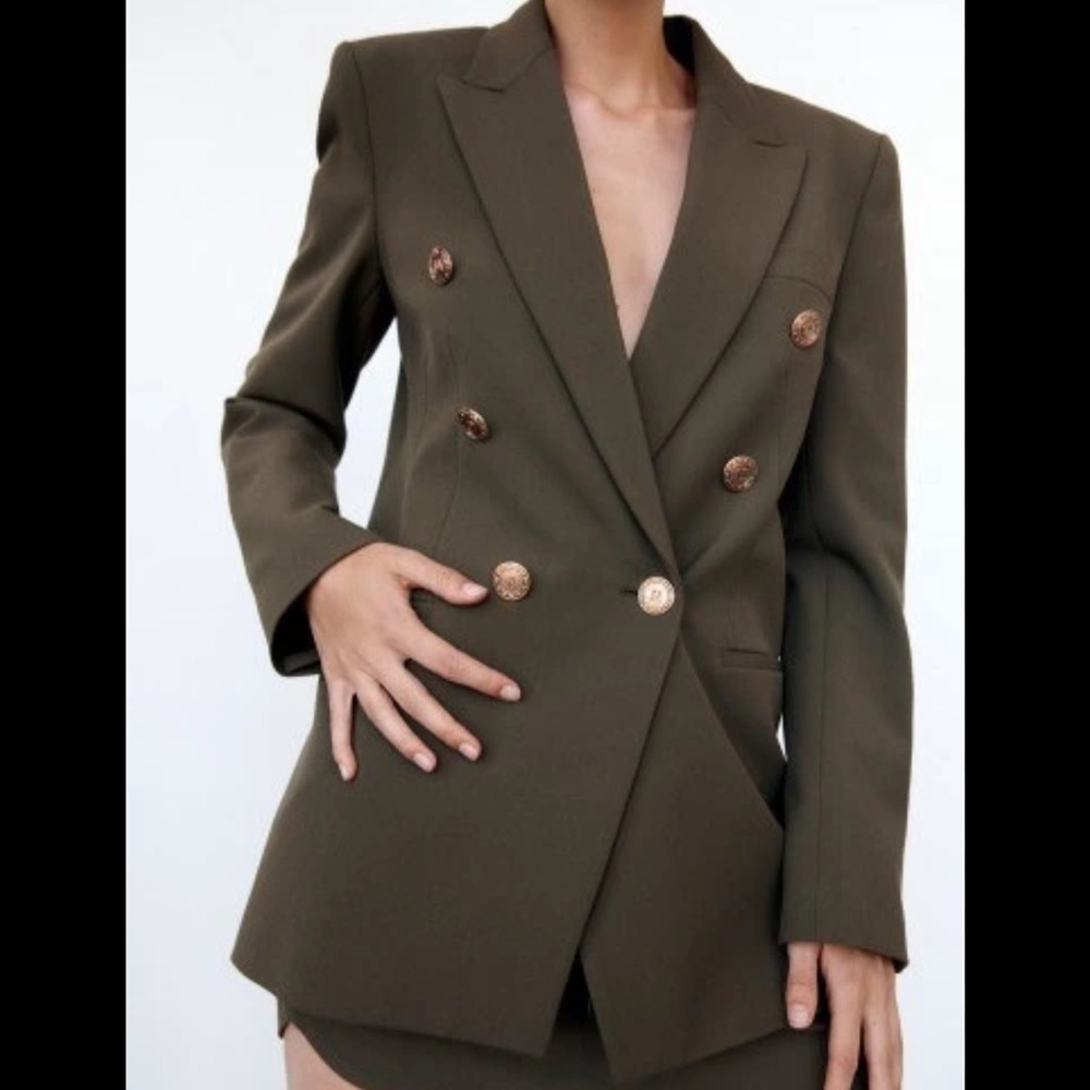 Zara Khaki Blazer Medium - Picture 5 of 8